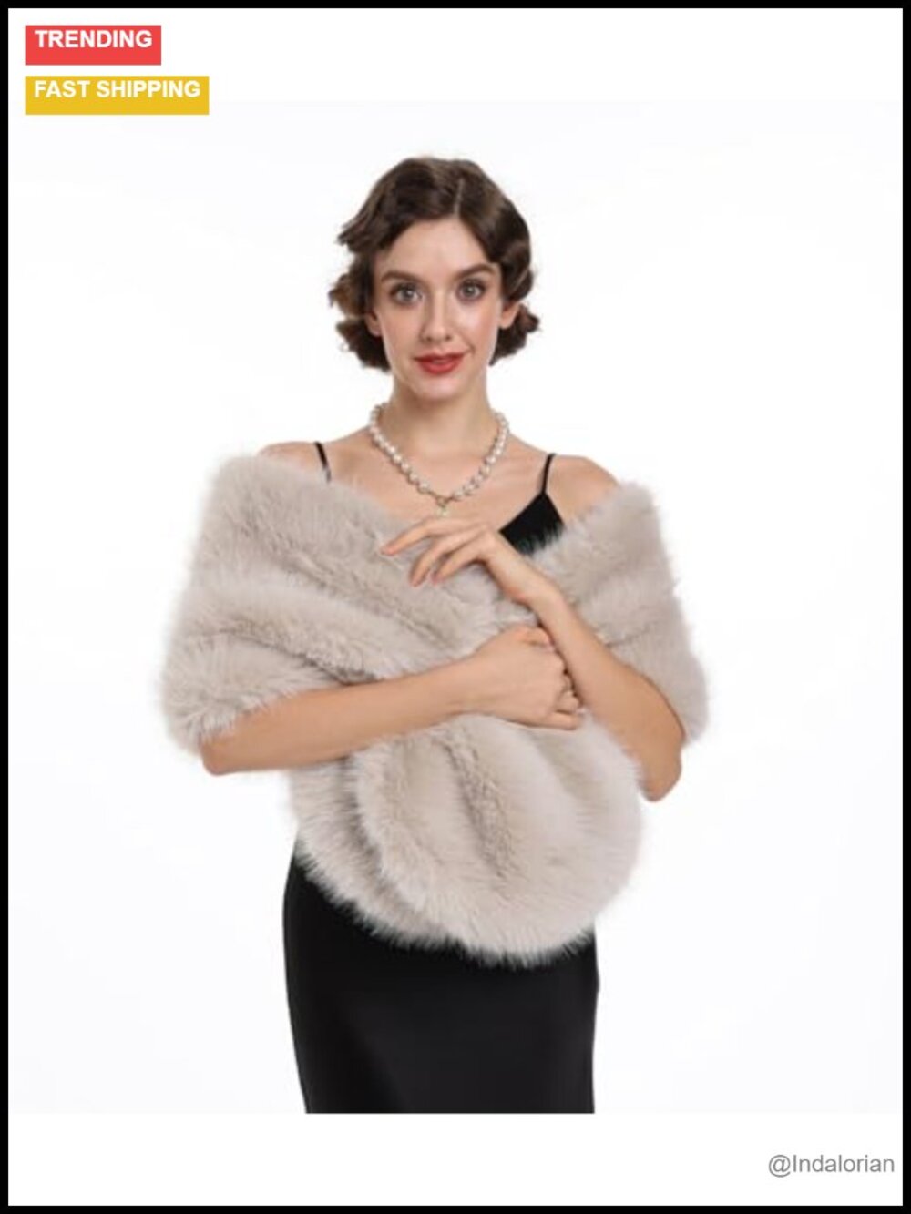 Luxurious Faux Fur Scarf Wrap Collar Shrug Poncho Oversized Winter Cape